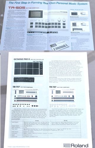 Roland-JD-800 foldout and TR-505 leaflets